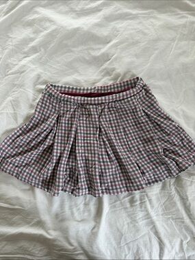 Plaid Pleated American Girl A-Line Mini Skort in Pink and Gray